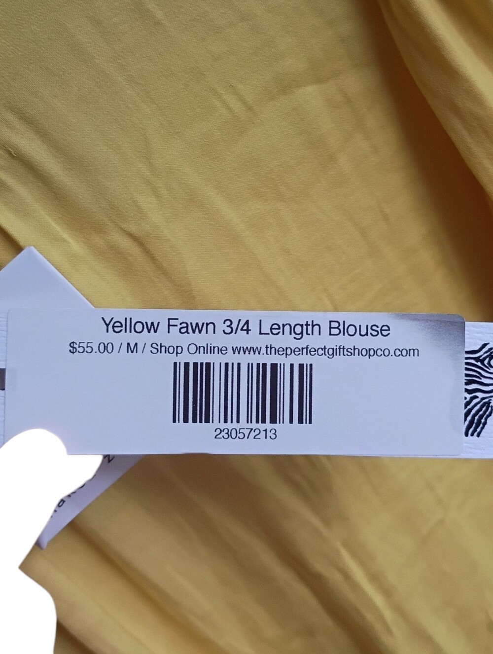 NWT Naked Zebra Yellow Fawn 3/4 Length Blouse Size Medium - Picture 3 of 6